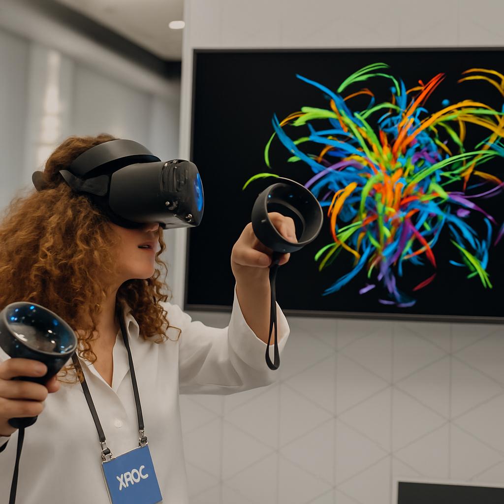 Emirati man wearing VR headset, immersed in virtual reality gaming experience, promoting VR game rental and development services by mirrorboothdubai.com in Dubai
